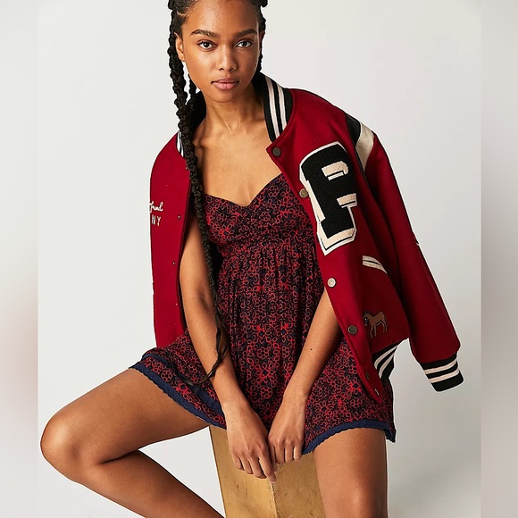 NEW Free People Tabitha Mini Dress In Black Combo - Picture 5 of 9